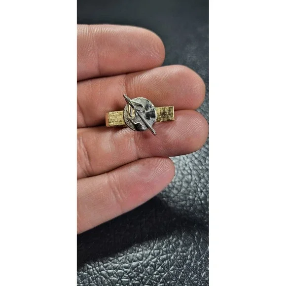 Vintage Stratoflex Aircraft Tie Bar‎ Clip Plane Airplane Gold Tone Silver Tone