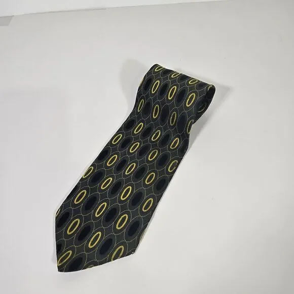 Vintage‎ Pavone 100% Silk Dress Tie  Made in Italy Bold Oval Pattern