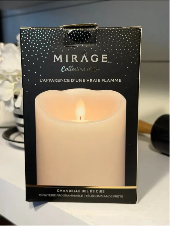 New Mirage Flameless Unscented Flickering Pillar Candle
