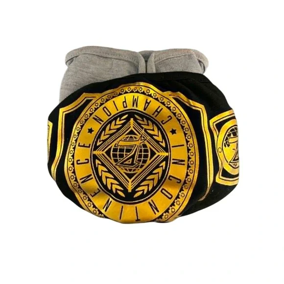 Play On Dog Diaper Cover Small Black Gold Championship Belt Graphic Pet