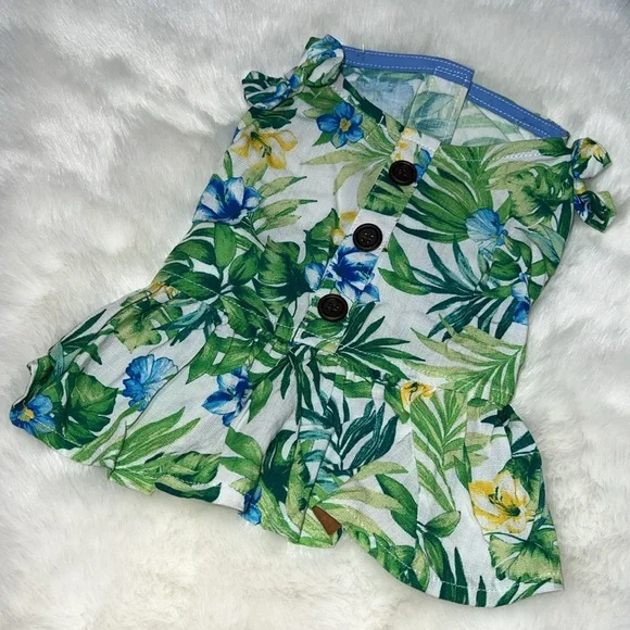 NWOT Tommy Bahama Palm Print Tropical Floral Sleeveless Dog Dress XS