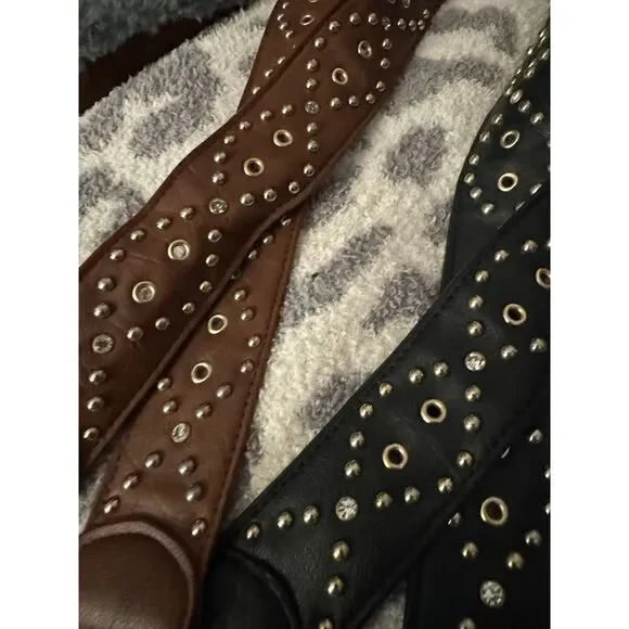 Lot of 2x crossbody bag/purse/pocketbook novelty strap brown black