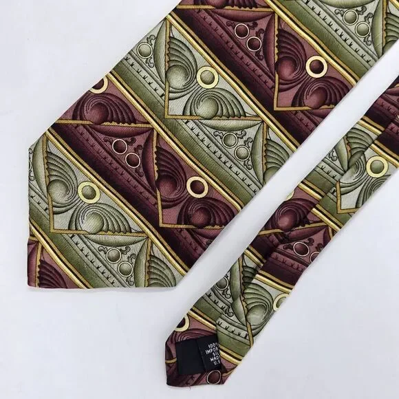 GRATEFUL DEAD ASHBURY SECOND SET SILK TIE GREEN BROWN HAND MADE USA 3.75