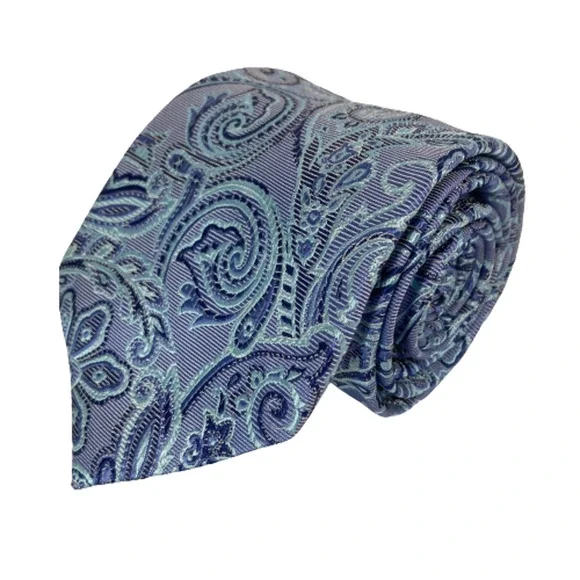 Paul Fredrick Tie Mens Blue Floral Paisley Silk Classic Pointed Neck‎ Tie