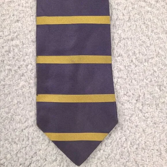 Villa‎ Bugatti Tie Necktie Mens Blue Gold Striped Italian Silk Made In USA