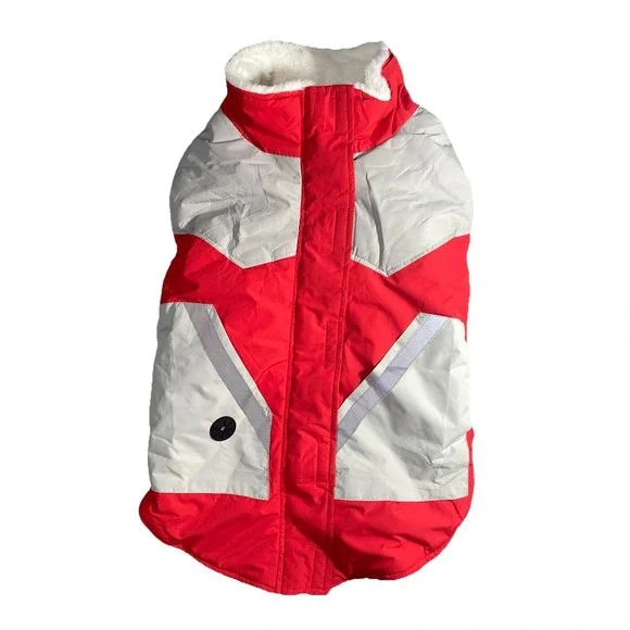 FUAMEY Warm Machine Washable Dog Coat Jacket XL‎ Red Gray White Polyester