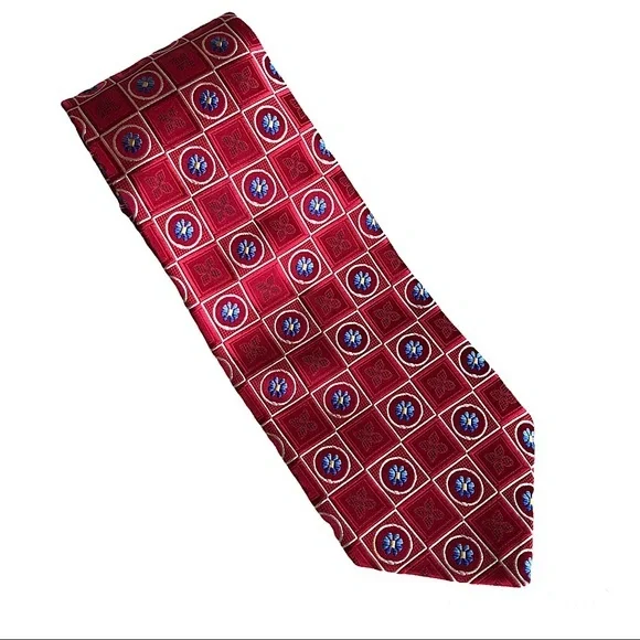 Jos. A. Bank Signature Collection 💯 % Silk Red / Blue‎ Flower Tie