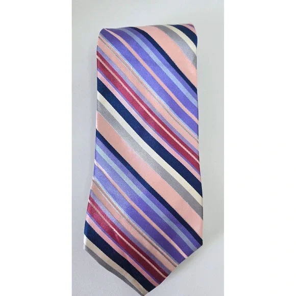 Murano‎ Extra Long Silk Tie Purple Blue Pink Striped Diagonal Business Formal