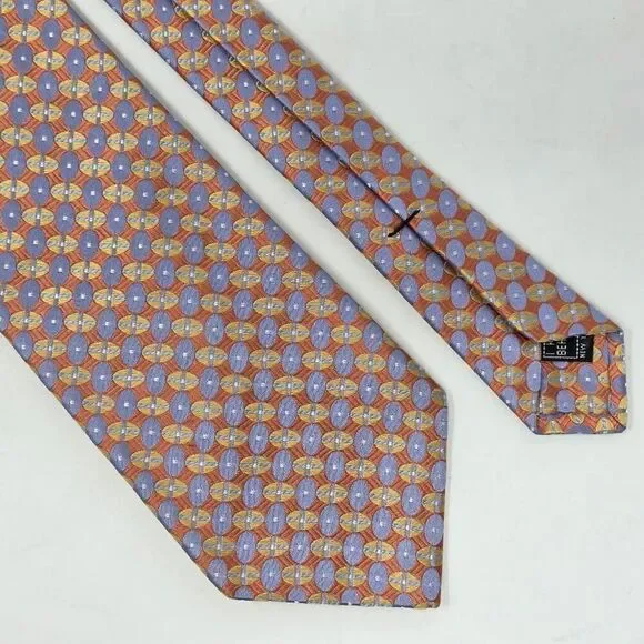 IKE BEHAR NEW YORK SILK TIE PINK BLUE LUXURY FOULARD SHINY SATIN 3.75