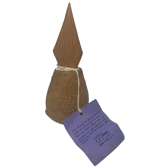 Wooden Indonesian Bali Flower Hand Carved Bell 5