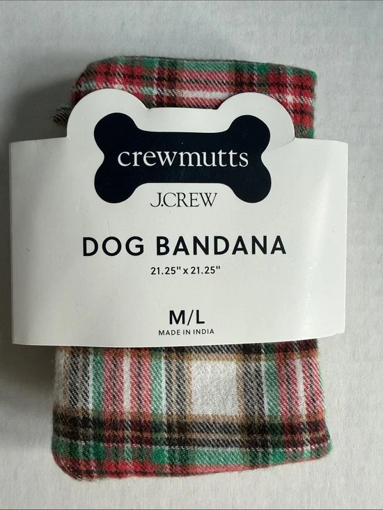 NWT J. Crew Crewmutts Plaid Dog Bandana | M/L