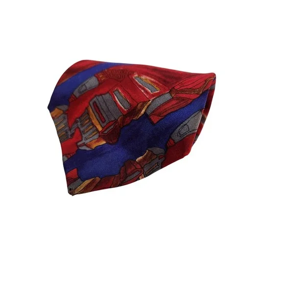J Garcia Mens Silk Necktie Abstract Art Red Blue 3.75 x‎ 57 Tie