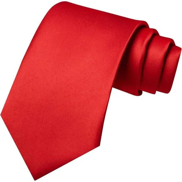 Men's Red Solid Pure Color Imported Polyester Formal Neck Ties