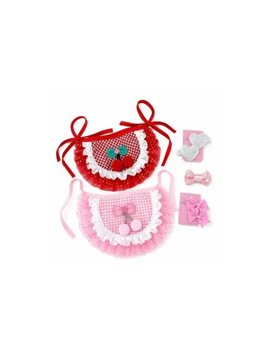 Cherry Checkered Dog Tutu Outfit Set for Cats & Small Dogs | Size M