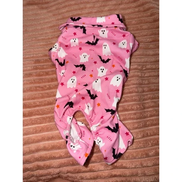 Pink Halloween Ghost Bat Print Pet Pajamas Dog PJs XS Spooky Season Pajama