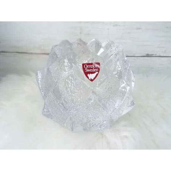 Orrefors Sweden Art Glass Artichoke Nimbus Votive Handle Holder