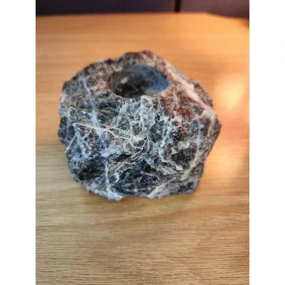 Natural Rough Stone‎ Sodalite Tealight Candle Holder Unique Nature Rock