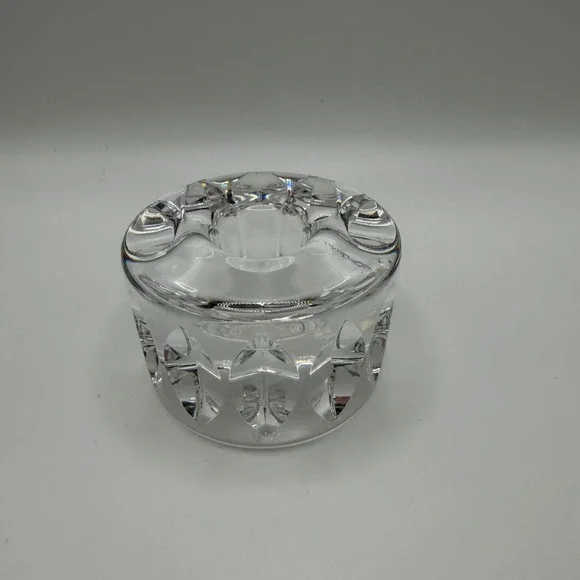 Orrefors Signed Crystal‎ Taper Candle Holder Clear Geometric Cut Swedish Glass