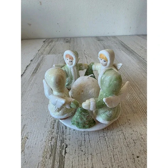 Vintage homemakers Angel glitter candle votive holder Xmas‎ cherub sparkle