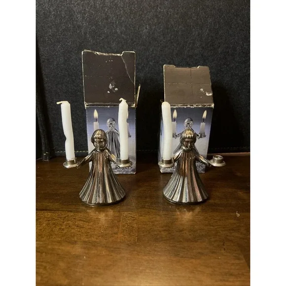 Vtg Oneida Ltd Silver Angel Lights Candleholder‎ William A Rogers Silverplated