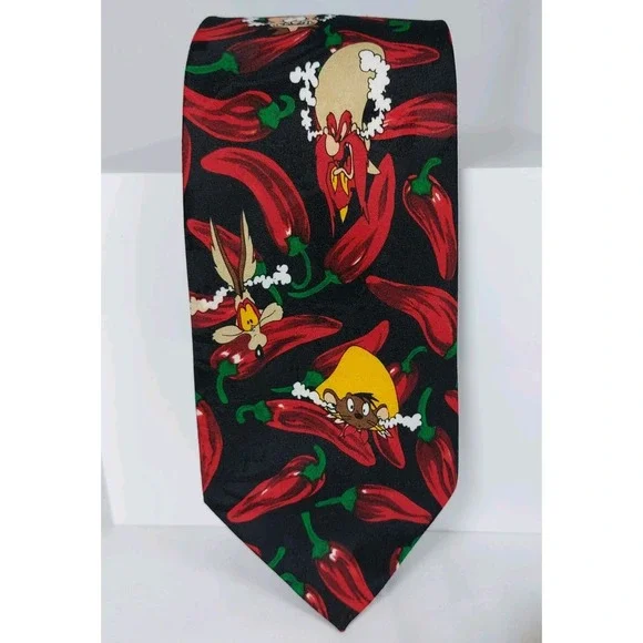 Vintage 1996‎ Looney Tunes Mania Necktie Hot Pepper All Over Print Tie 4