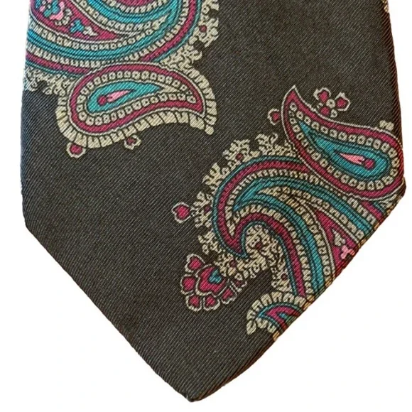 Robert Talbott‎ for Bachrachs Silk Paisley Tie Hand Printed Italy Made in USA