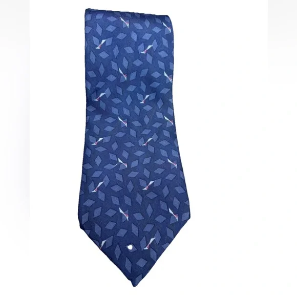 Vintage Gievenchy‎ Monsieur Neck Tie Silk Geometric Print Blue Italy