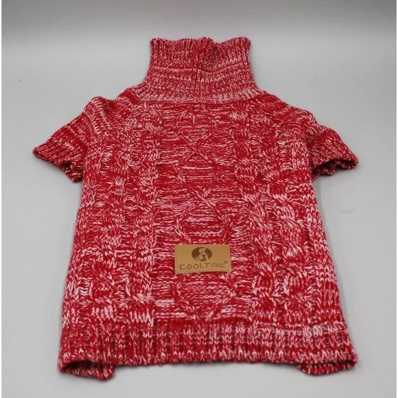Cooltail Dog Sweater Size MEDIUM Red Knit Jacket Winter Holiday Christmas NICE