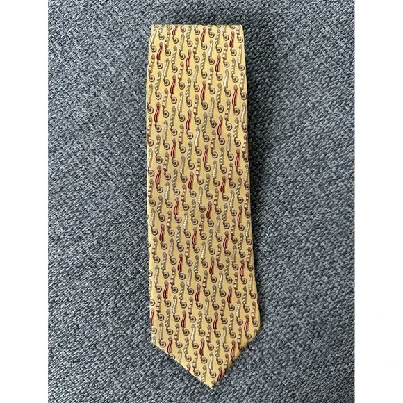 Salvatore‎ Ferragamo Silk Tie - Gold Yellow Abstract Pattern Made in Italy