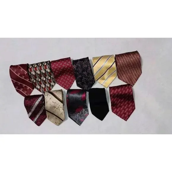 11 Piece Mens Tie Bundle Set Lot Multicolor Colosseo Diroma, Izod, Paco Rabanne,
