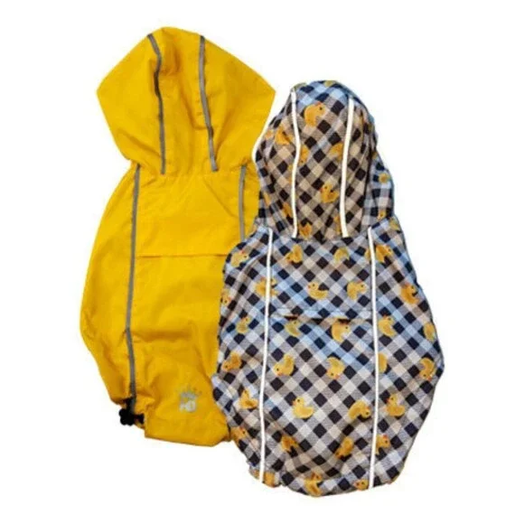 HD Pet Reversible Raincoat  - Yellow / Ducks - Size Sm (14-20