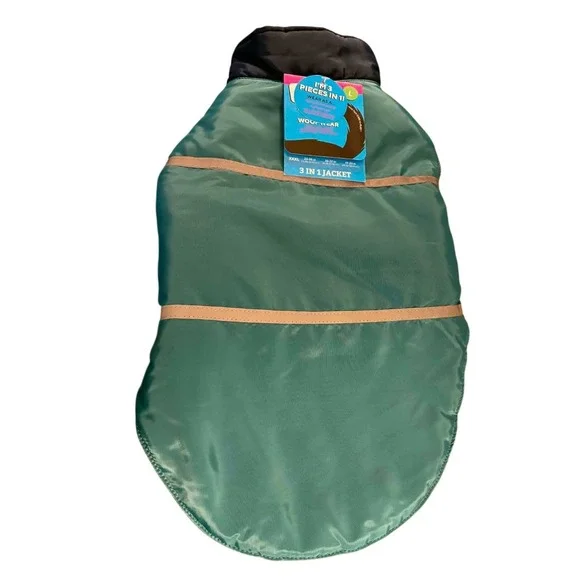 Play On 3 in 1 Jacket Pet Large Teal Excellent Fleece Lined Reflective Coat