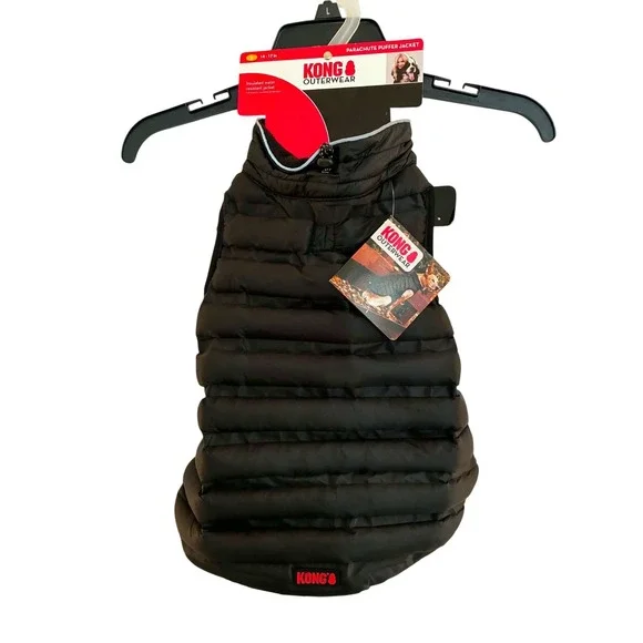 KONG Parachute Puffer Jacket Dog Small Black New Insulated Water Resistant Vest