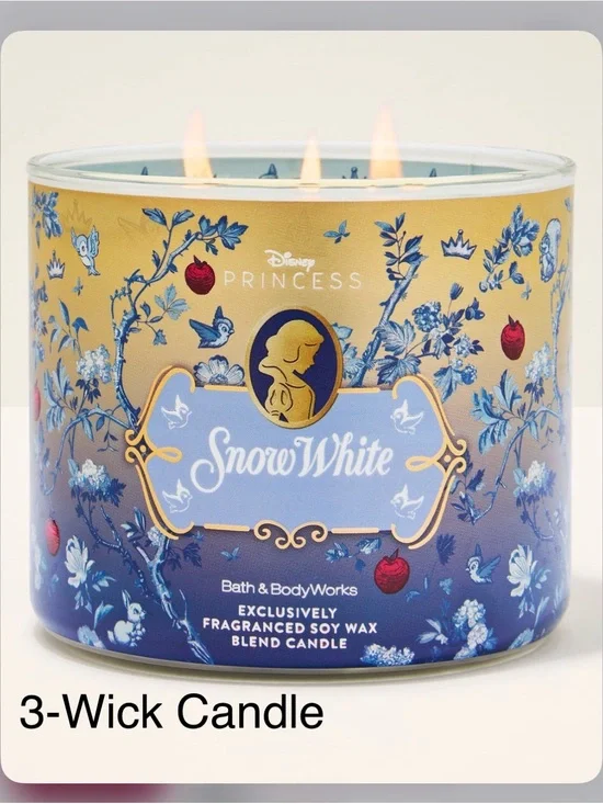 NEW! Bath & Body Works Disney Princess Snow White 3-Wick Candle w Crown Lid
