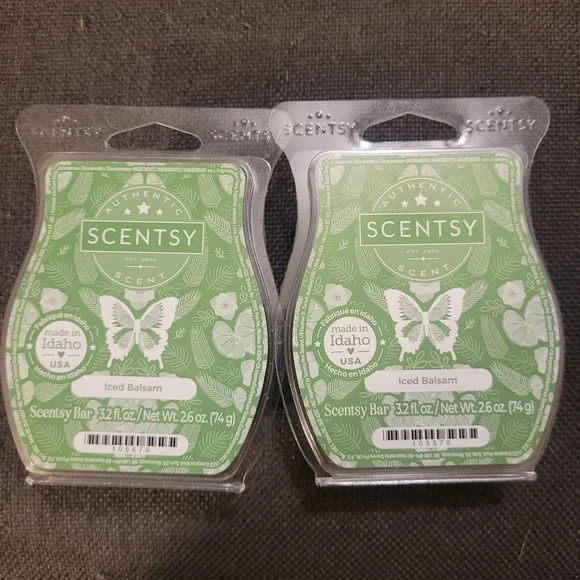 Lot Of 2 New Scentsy Wax  - 3.2 oz Bars - Iced Balsam‎