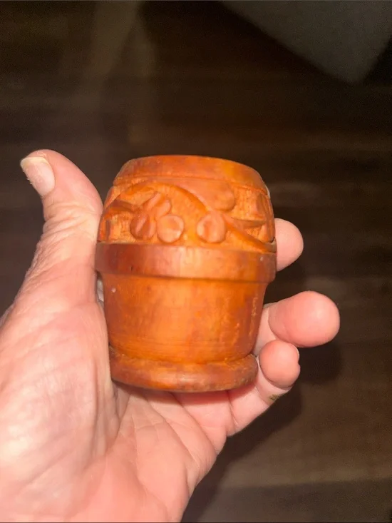 Primitive Vintage Wood Carved Votive Candle Holder Morter toothpick holder