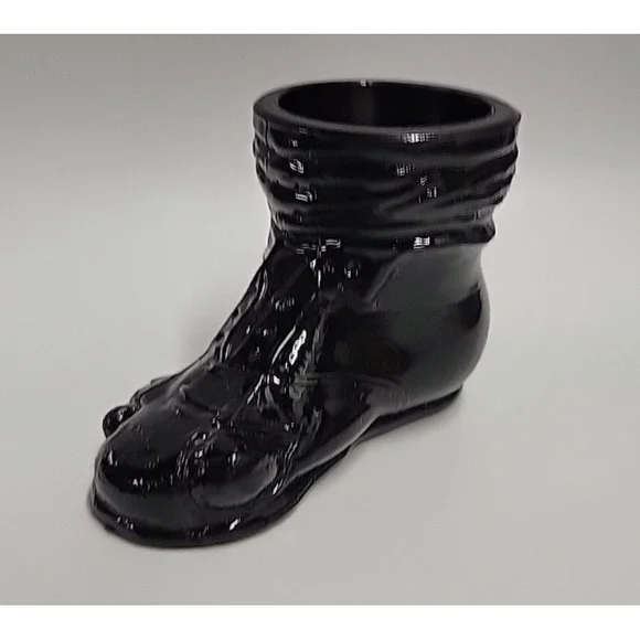 Vintage‎ Boyds Black Glass Hobo Shoe Boot Toothpick Holder