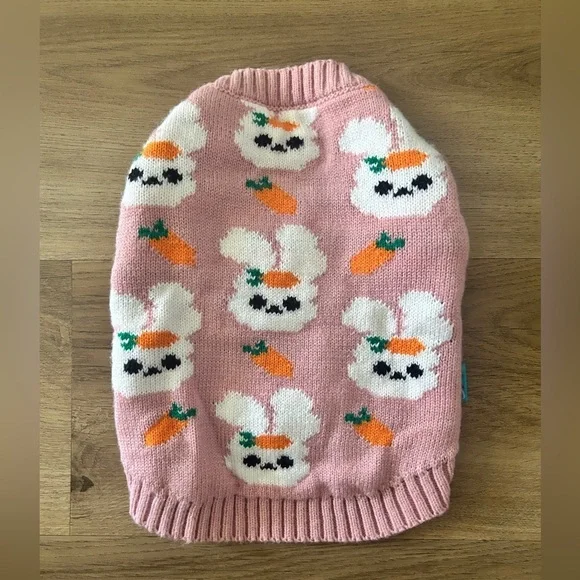 Pink Carrot Bunny Knit Dog Sweater, Size: Medium - NWOT