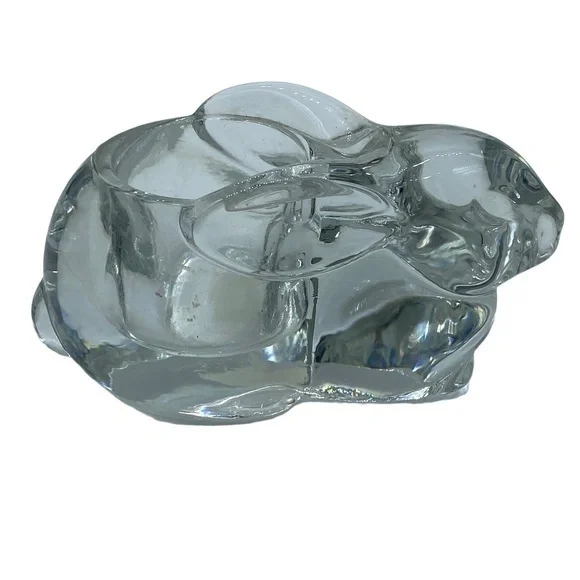 Indiana Glass Crystal Rabbit Votive Handle Holder Clear