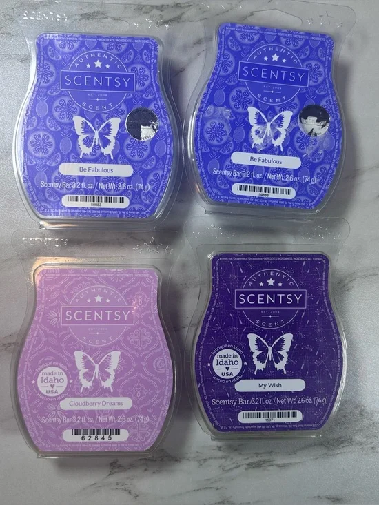 Scentsy Wax Bars (Set of 4) Be Fabulous, My Wish, and Cloudberry Dreams