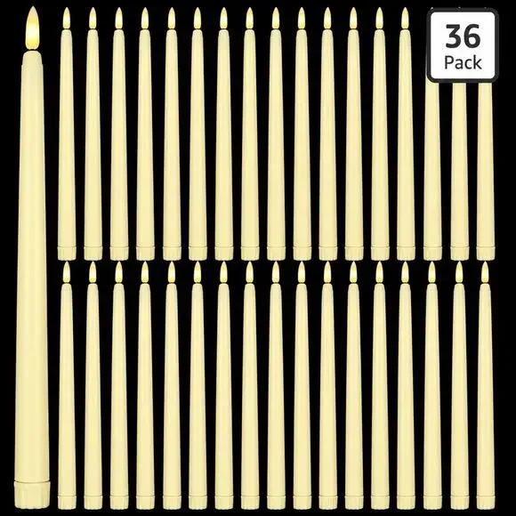 Reginary 36Pc LED Flameless Taper Candles 11” Ivory Battery Operated No Remote