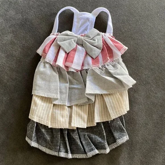 Dog Summer Ruffle Layer Dress with Bow Lightweight for Small Dogs Size XS NEW