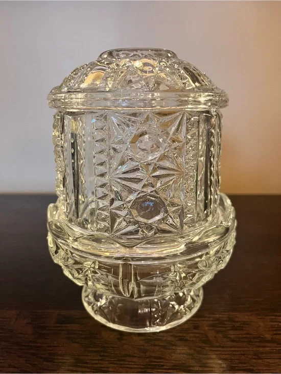 Vintage Indiana Glass Stars & Bars Fairy Lamp