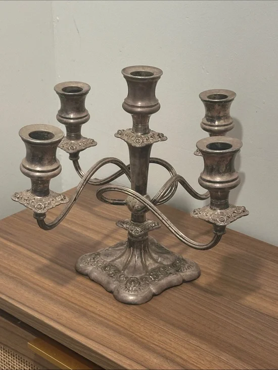 Vintage Silver plated Five-Arm Candelabra - Elegant Home Accent