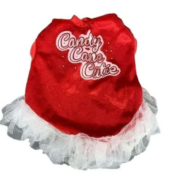 Simply Dog Red‎ Candy Cane Cutie Dog Outfit Size XS