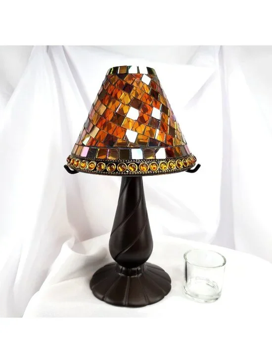 Partylite P8368 Global Fusion Candle Lamp With Mosaic Glass Shade Retired