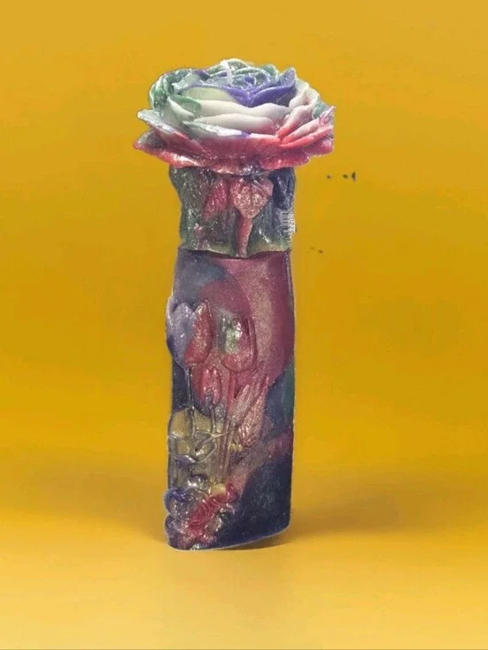 3D Rose Candle On a Pedestal