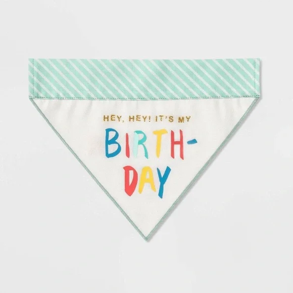 Reversible Birthday/Adoption Day Dog Bandana Collar Slide - Boots &‎ Barkley
