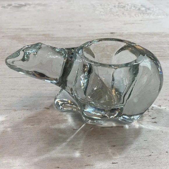 Indiana Glass Crystal Polar Bear Votive Holder