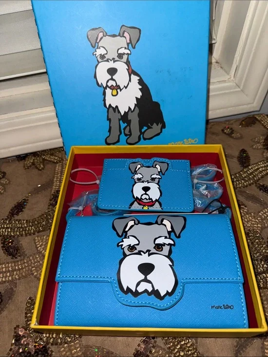 Marc Tetro  2  pieces Blue Schnauzer Card Holder and Wallet Set